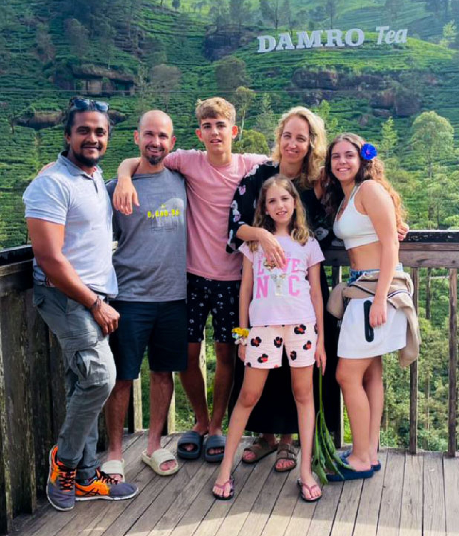 Happy Russian family with Sri Lankan Tour Guide Raj